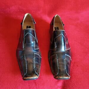 A. Cellini Cross Stitched Leather Square Toe Loafers Mens Sz 11 M Brown Shoes